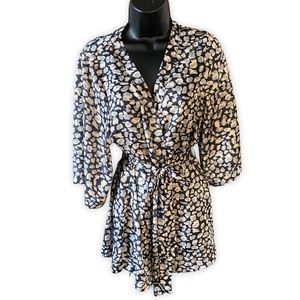 H&M Animal Print Satin Short Kimono Robe Small